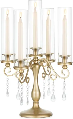 Immagine prodotto di Candeliere dorato: 5 - Candeliere decorativo per la tavola, ideale per matrimoni