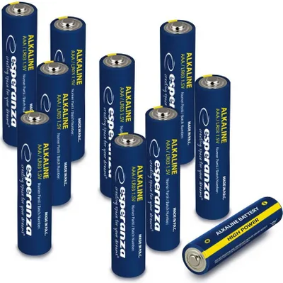 Image de Piles alcalines Esperanza EZB113 AAA LR3, 1,5 V, paquet de 10 pièces