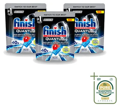 Produktbild von 3 x Finish Powerball Quantum Ultimate Geschirrspültabs - Entfetter - 40 Tabs - Vorratspackung - 3 Stücke