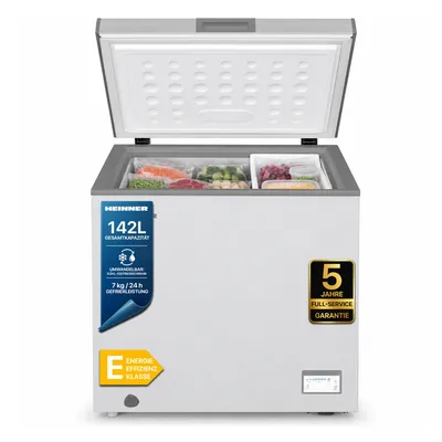 Produktbild von Heinner HCF-HM145CSE++, 142 l, 7 kg/24h, 40 dB, E, Silber