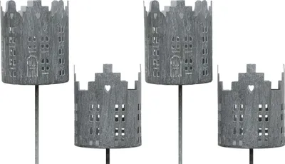 Produktbild von Kerzenhalter 4er Set Metall Kerzen-Stecker grau Ø 8 x 10 cm