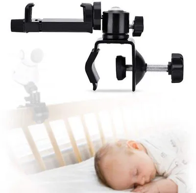 Produktbild von Allecto – Universelle Babyphone-Halterung – Flexible Montage – Schwarz – Geeignet für Wiege und Wandregal – Für Babykamera – Für eine sichere Beobachtung Ihres Babys