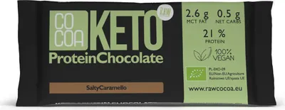 Obrázok produktu pre PROTEÍNOVÁ ČOKOLÁDA S PRÍCHUŤOU SLANÝ KARAMEL KETO40 g - KAKAOVÉ