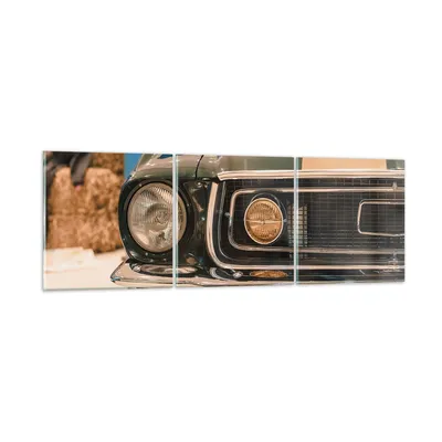 Produktbild von Bilder auf glas - 3 Teile - Abdeckung Ford Mustang - 120x40cm - Glasbilder - Wandbilder - Bilder - zum Aufhängen bereit - Wanddekoration aus Glas - Glas Bilder - Wandbild auf Glas - GCA120x40-4480