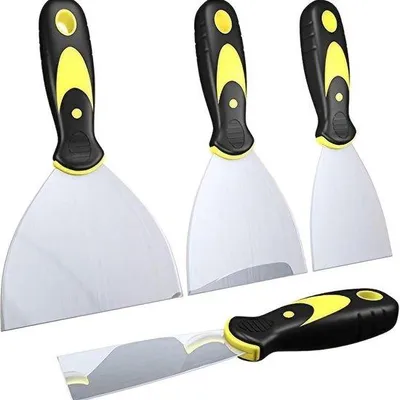 Produktbild von Professionelles 4-Teiliges Malerwerkzeug-Set, Edelstahl-Malerstecher mit Kunstharz-Griff, Putzmesse-Malerstecher, Schaber, Farb- und Putzprüfer (3,8 cm, 7,9 cm, 10 cm, 12 cm)