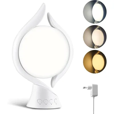 Produktbild von Tageslichtlampe 10.000 Lux, UV-freie LED-Lichttherapielampe, 3 Farbtemperaturen, 5 Helligkeitsstufen, 4 Timer, mit Memory-Funktion (weiß)