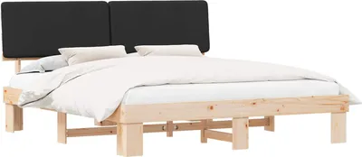Productafbeelding van vidaXL Bedframe met gestoffeerd hoofdeinde, zwart, 180 x 200 cm