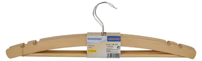 Produktbild von 3er Holz-Kleiderbügel mit Steg EUROHOME® – 42x3,5x12,3cm – EUROHOME® Formbügel eignet sich für, Jacken, Hemden, Hosen und auch für Röcke
