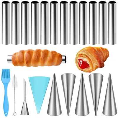 Produktbild von Cannoli Backform Set 21-teilig Edelstahl Schaumrollenformen Klein