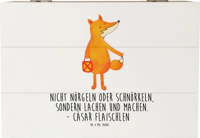 Produktbild von Mr. & Mrs. Panda Box Fuchs Laterne 22 x 15 cm - Weiß - Geschenk, Optimistisch, Positiv, Liebeskummer Spruch, Geschenkbox, schmucktruhe, fotobox, Kiste, schatztruhe, Truhe