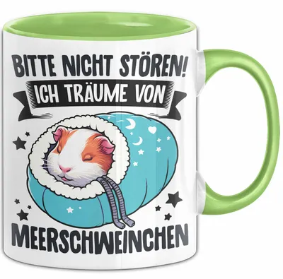 Produktbild von Meerschweinchen-Besitzer Tasse Geschenk Lustiger Spruch Ich Träume Von Meerschweinchen (Grün)