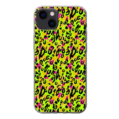 Produktbild von MuchoWow® Handyhülle Schutzhülle Hülle für iPhone 13 Tierprint - Panther - Neon - Gelb Silikon Softcase Handy Hülle - Karteninhaber