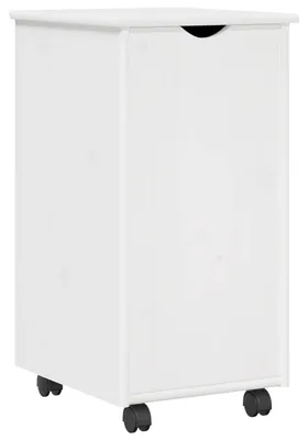 Produktbild von Eleganten-Stil Rollschrank - Wohnzimmerschrank - für Flur, Schlafzimmer - Mit Rad Weiß 34x39x65,5 cm Massivholz Kiefer - Kommoden - Möbel26