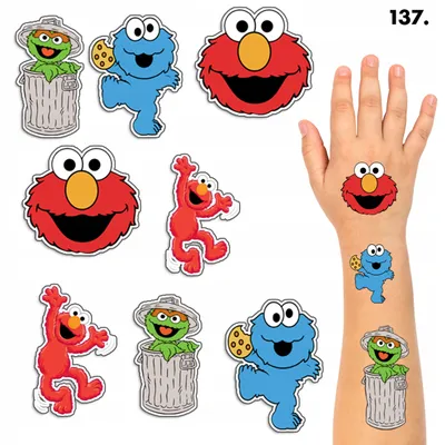 Obrázok produktu pre Umyvateľné dočasné tetovania pre deti – Sesame Street – 8 ks / 150 vzorov
