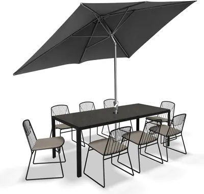 Produktbild von Faziango Sonnenschirm 200x300cm, Gartenschirm, knickbar, Schirmtuch mit PA-Beschichtung, UV-Schutz bis UPF 50+, ohne Ständer, grau