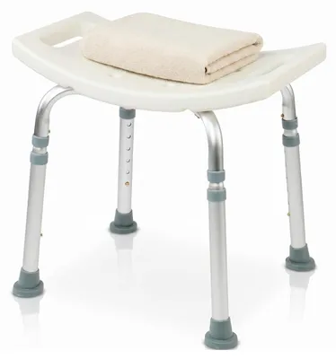 Image de Tabouret de douche pour personnes âgées - Noir - Aluminium et HDPE - Réglable en 7 hauteurs