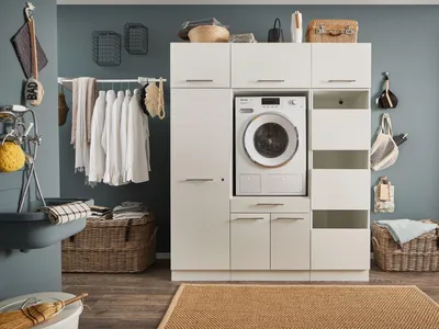 Produktbild von Waschmaschinenumbauschrank >LAUNDREEZY< in weiß - 167,5x200x67,5 (BxHxT)