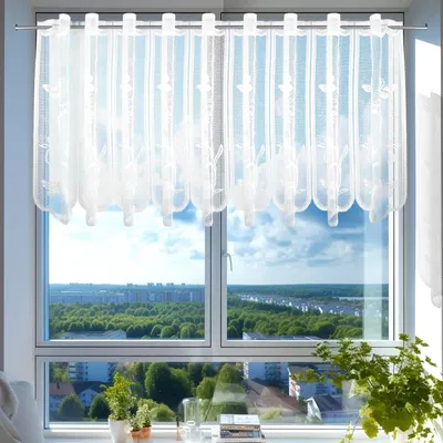 Obrázok produktu pre Krátka záclona na malé okno, 130x45 cm - Polopriehľadná krátka záclona