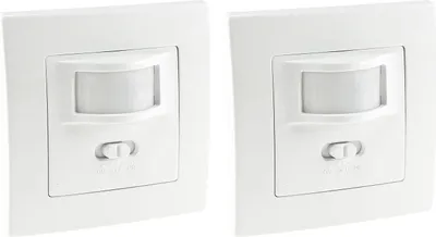 Produktbild von 2x Bewegungsmelder 160° Unterputz Wand-Montage IP20 Schaltet ab 1Watt LED geeignet 9m Reichweite 230V 2-Draht Technik Ersetzt einen Lichtschalter Weiß