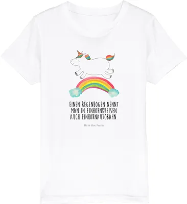 Produktbild von Mr. & Mrs. Panda Kleinkinder T-Shirt Einhorn Regenbogen 3-4 Jahre (98/104) - Weiß - Geschenk, Erwachsenwerden, Kinder, Glitzer, Unicorn, Einhornpower, Kindershirt