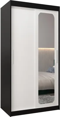 Produktbild von MEBLE KRYSPOL Promo 2100 Schlafzimmerschrank zwei Schiebetüren - Mattschwarz + Mattweiß