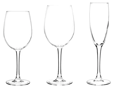 18-teiliges Glasservice: 6 Weißwein-, 6 Rotwein-, 6 Champagnergläser