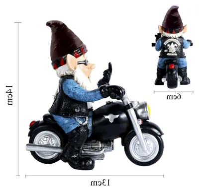 Produktbild von Motorrad-Gartenzwerge für den Außenbereich, Kleine Geschenke für Männer, Lustige Gartenzwerge, Wetterfeste Gartenzwerg-Statue für Frühlings- und Gartendekoration auf Terrasse und Balkon