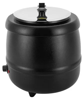 Image de Réchauffeur électrique de soupe, 10 litres - Marmite à soupe pour buffet - 400 W - Température réglable de 35 à 80 °C - Acier inoxydable/fonte - Prise EU 220 V - Noir