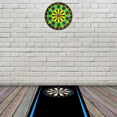 Produktbild von Dartmatte Dart Teppich Turnier Matte Abwurflinie Bodenschutz Zubehör Dartpfeile Dartscheibe Dartboard 2 Größen 237cm und 290cm verschiedene Designs Kingpower, Design:Design 04 (Blau 237x80cm)