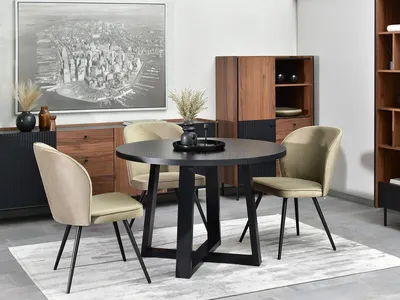 Produktbild von Runder ausziehbarer Tisch 100(180)x100 RAJAN - schwarz