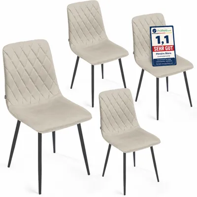 Produktbild von Lina® Elisia Esszimmerstuhl im modernen Design - Samt - Bequemer Stuhl für Ihr Esszimmer, hochwertiger Stoff, ergonomische Form - 4er Set - Creme, KI-generiertes Bild