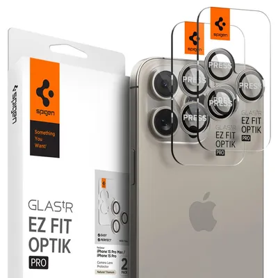Produktbild von Spigen Optik Pro EZ Fit, Apple, iPhone 15 Pro Max, Natürlich/Natur, Transparent, 2 Stück(e)