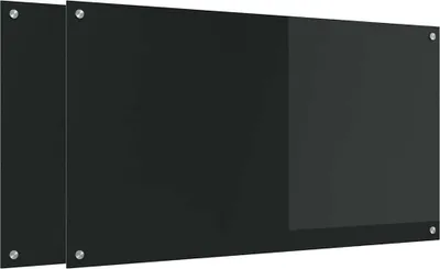 Produktbild von vidaXL Küchenrückwand 2 pcs Schwarz 110 x 60 cm Gehärtetes Glas