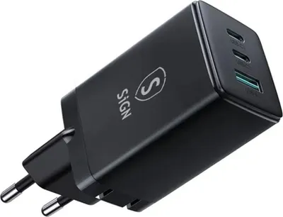 Image de Chargeur rapide GaN Ultra 65 W 2xUSB-C et 1xUSB-A - Noir
