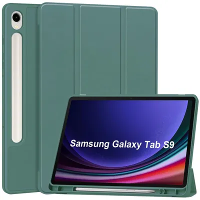 Produktbild von Samsung Galaxy Tab S10 Lite / S10 FE / S9 FE / S9 Hülle - Coverup Tri-Fold Ständer Klapphülle mit Schlaf/Wach-Funktion und Stylushalter - Grün