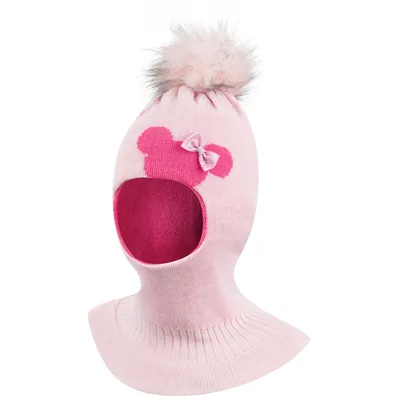 Produktbild von Wintermütze Schalmütze Strickmütze Schlupfmütze warme Mädchenmütze Bommelmütze, Gr. 50-52, Hellrosa-Pink