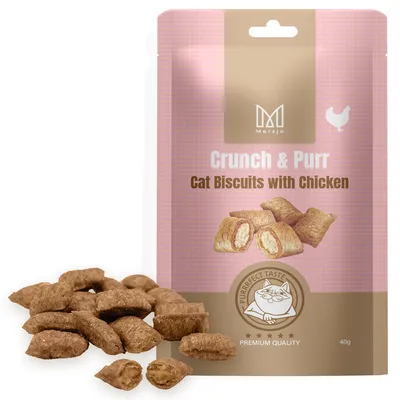 Obrázok produktu pre Katzensnack Crunch & Purr – Mäkké kuracie sušienky Mersjo 40 g
