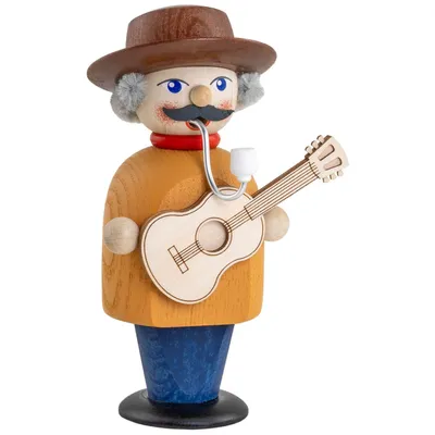 Produktbild von Seiffener Volkskunst Räucherfigur kleiner Geselle - Country Musiker - 12270