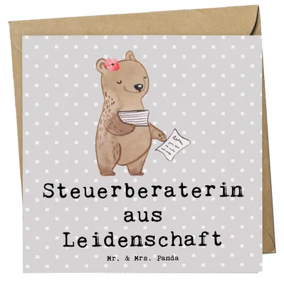 Produktbild von Mr. & Mrs. Panda Grußkarte Steuerberaterin Leidenschaft - Grau Pastell - Geschenk, anlasskarte, Glückwunschkarte, faltkarte, Klappkarte, doppelkarte
