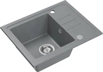 Produktbild von VBChome Spülbecken Granit Grau 55 x 44 cm Einzelbecken Einbauspüle Gesprenkelt Reversibel Granitspüle Siphon Waschbecken Küchenspülen