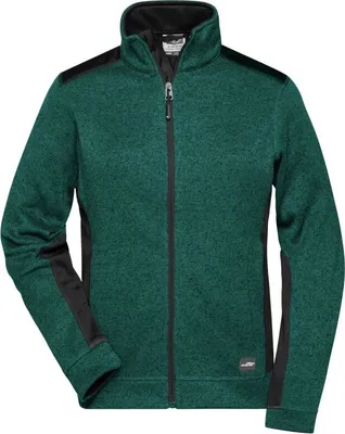 Produktbild von Pflegeleichte Strickfleece Jacke im Materialmix dark-green-melange/black, Gr. M