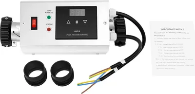 Produktbild von Pool- und Spa-Heizung - Elektrisch 3 kW 220 V mit Thermostat - Edelstahl - Wasserdichtes Digitaldisplay - Automatische Konstanttemperatur - Für 1–1,5 m³ - Anschluss 3,8 cm - Silber