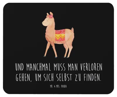 Produktbild von Mr. & Mrs. Panda Mouse Pad Alpaka Stolz - Schwarz - Geschenk, laptop mousepad, mauspad pc, Lama, mousematte