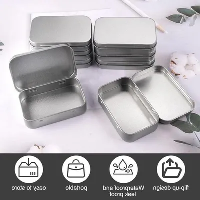 Set von 8 rechteckigen leeren Dosen mit Deckel, 95×62×20 mm, feuchtigkeitsbeständig, ideal für Süßigkeiten, Schlüssel und