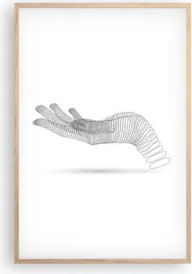 Produktbild von Gerahmtes Poster - Rahmen in heller Eiche - Hand Grafik weiß - 61x91,5 cm - Wand Bild - Wanddeko - Wandbilder - Kunstposter - Wandposter - Bilderrahmen - Bilder - Kunstdruck - P2NPA61x91-4427