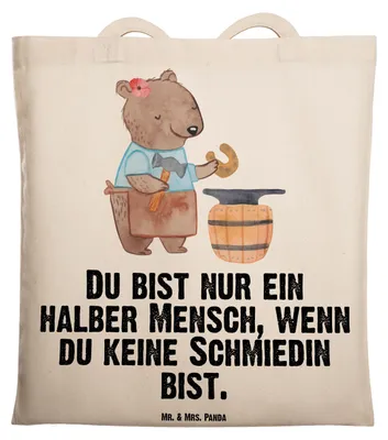 Produktbild von Mr. & Mrs. Panda Jutetasche Schmiedin Herz - Transparent - Geschenk, Tote Bag, Laptoptasche, Tasche, totebag, Baumwollbeutel, Einkaufstasche