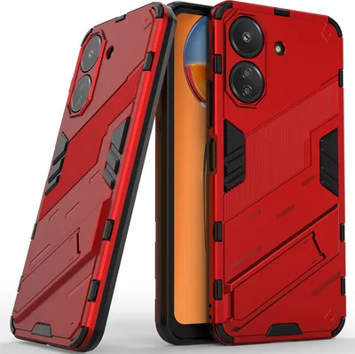 Produktbild von Armor Hülle für Xiaomi Redmi 13C /Poco C65, Hybrid PC TPU Bumper Stoßfestes Schutzhülle mit Standfunktion Rot