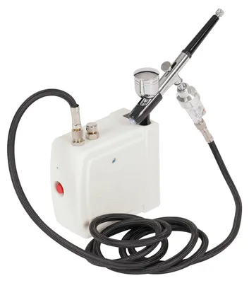 Produktbild von Mini Airbrush Kompressor - Airbrush Set - Automatischer Start/Stopp - 2–15 PSI - 7 ml Becher - Handgerät - EU-Stecker - Weiß