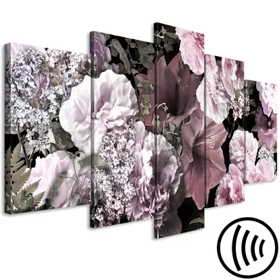 Produktbild von Akustikbild Blumen 200x100 cm Bilder Akustikschaum Hochleistungsschallabsorber Schallschutz Leinwand 5 tlg Wandbild Raumakustik Schalldämmung Blumenstrauß Natur b-A-0668-b-m