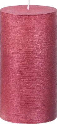 Image de Bougie MagicHome Noel, 6,9x13 cm, cylindrique, rouge, effet metallique
